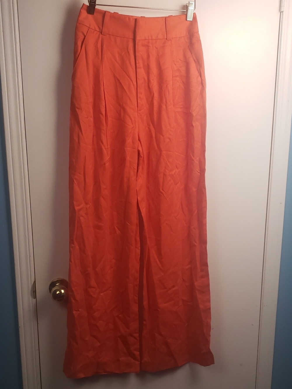Smythe Vibrant Orange High-Rise Wide-Leg Pant Size 24